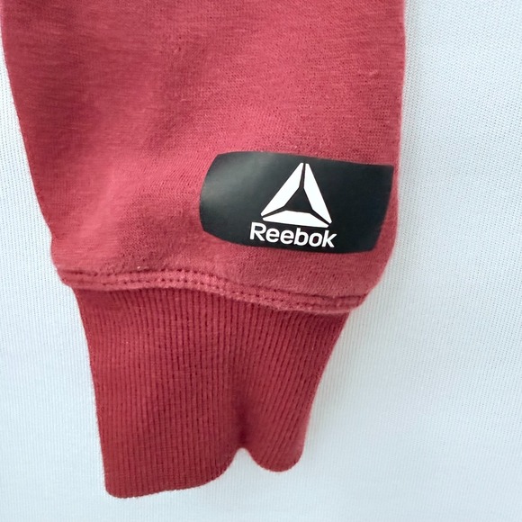Reebok Sweatshirt Men XS Size Burgundy Crew Neck Pullover Streetwear Preppy - Picture 3 of 8